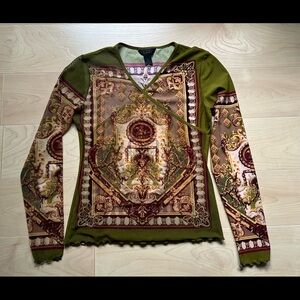 Sheer/lined long sleeve top